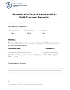 Cmlto CMLTO Renewal Application for a Certificate of Authorization for a ...